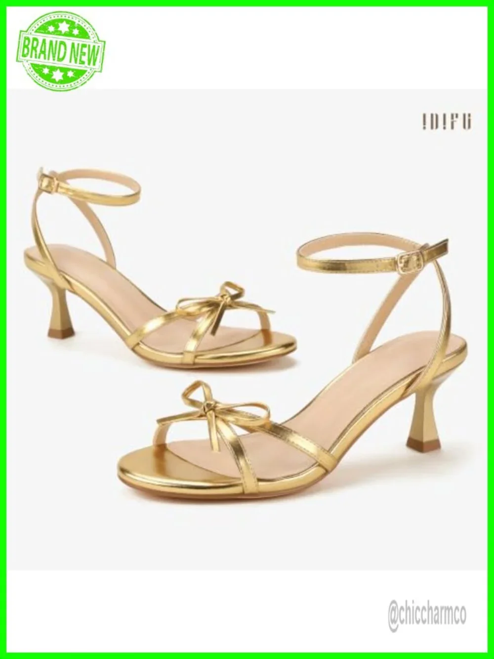 Strappy Slingback Kitten Heeled Sandals with Bow - Open Toe Adjustable Buckle